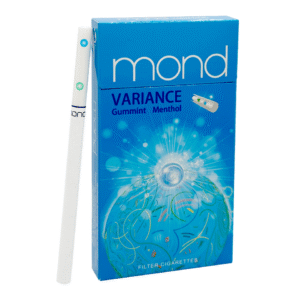 บุหรี่นอก ม่อน มิ้นหมากฝรั่ง ฟ้า มวนสลิม (2 เม็ดบีบ)